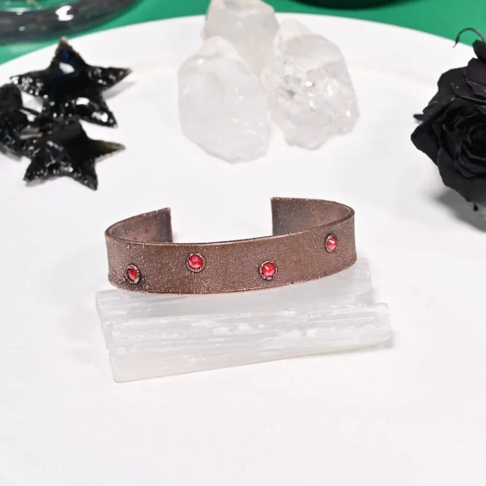 Red Swarovski Crystal Copper Cuff Bracelet
